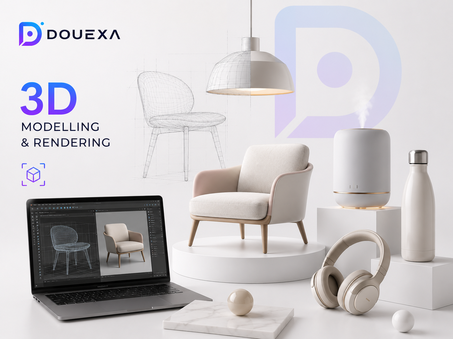 3D modelling & rendering — 3D, Illustration & Drawing example by Douexa