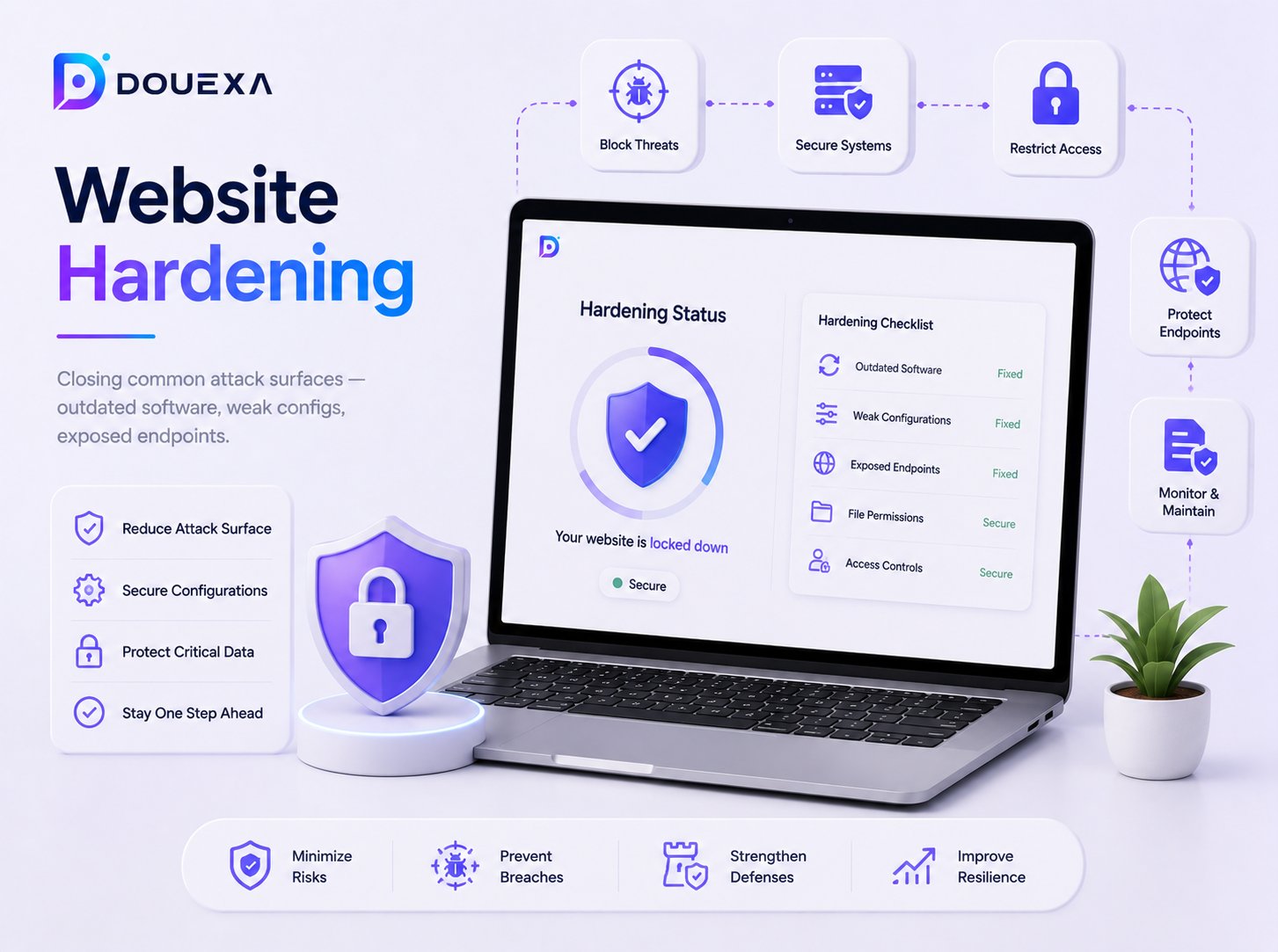 Website hardening — Cybersecurity example by Douexa